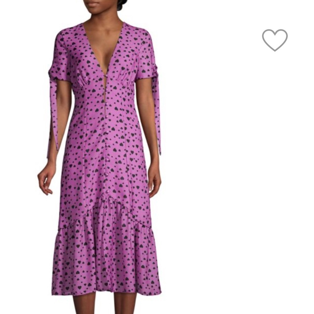 Anthropologie x DELFI Yvette Tie-Sleeve Heart Midi Dress Size S